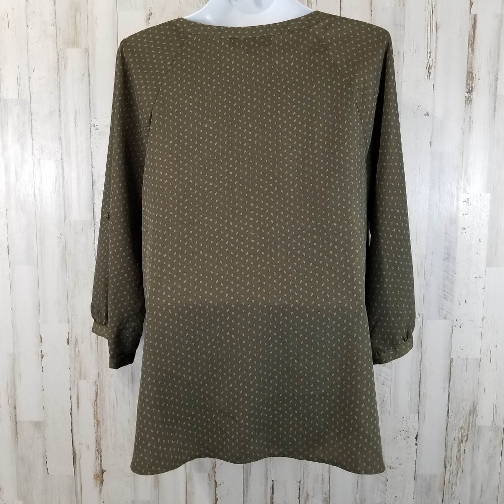 Ann Taylor LOFT Womens Popover Top L Brown - Picture 4 of 7